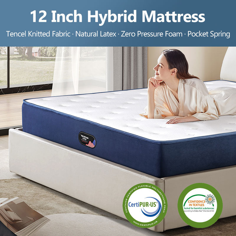 12 Inch Pocket Coil Roll Up Compressed Blue Mattress In A Box