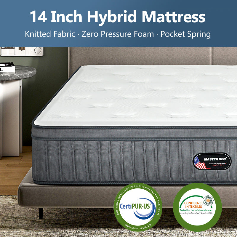 Euro Top Compressed Quality 14 Inch Queen Size Pocket Spring Mattress